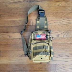 Small Tan Slingback Backpack Tactical Military Style Hunting Camping Hiking